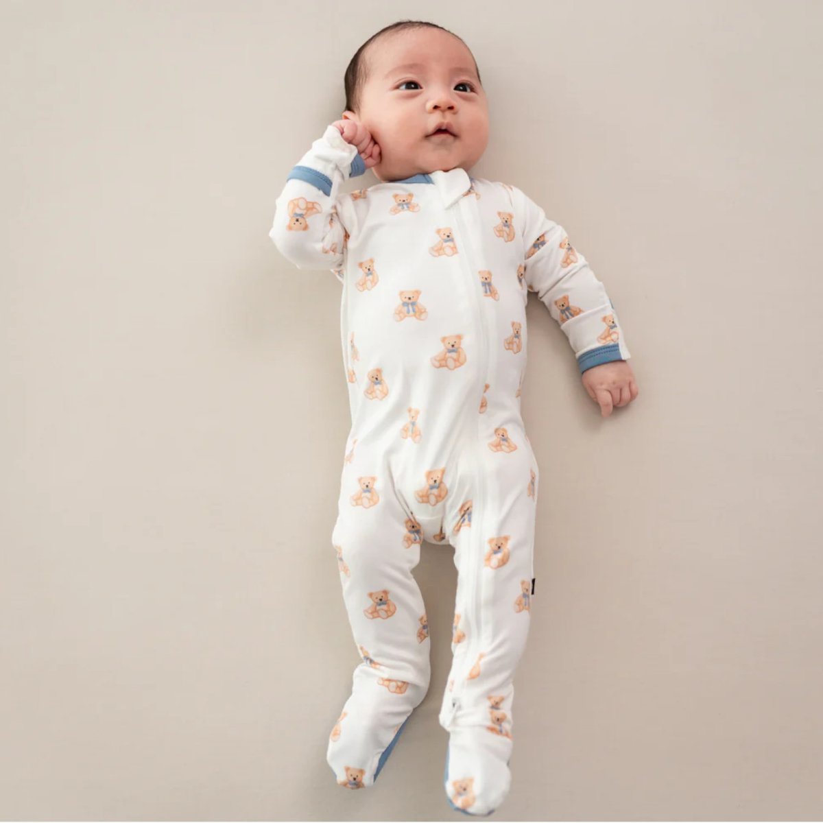 Printed Zippered Footie - Teddy Bear 12 - 18 months