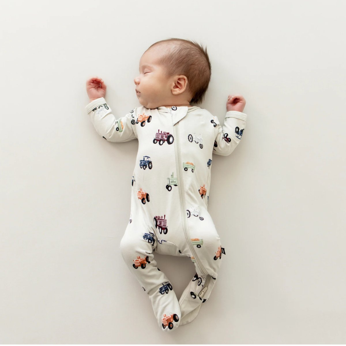 Printed Zippered Footie - Tractor