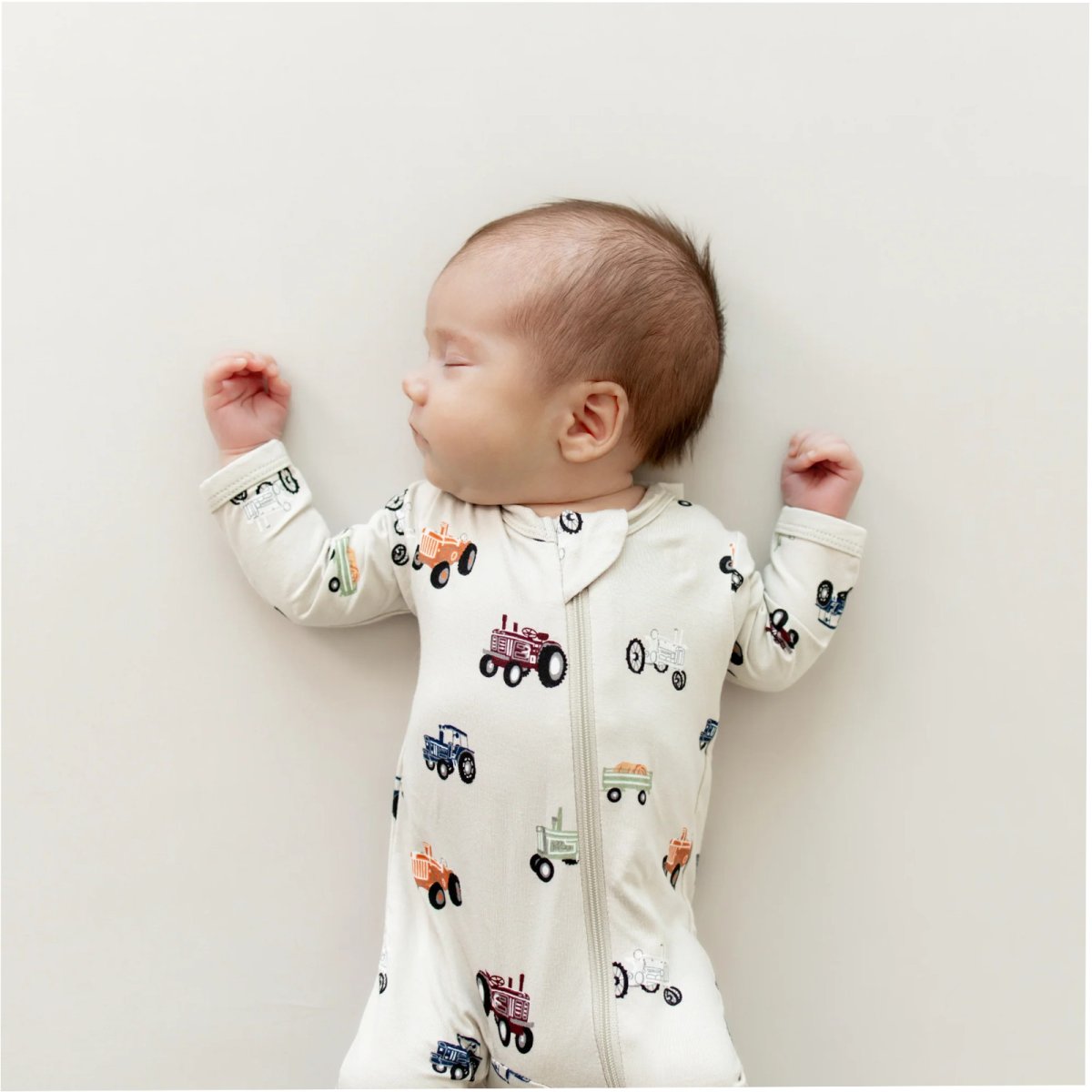 Printed Zippered Footie - Tractor