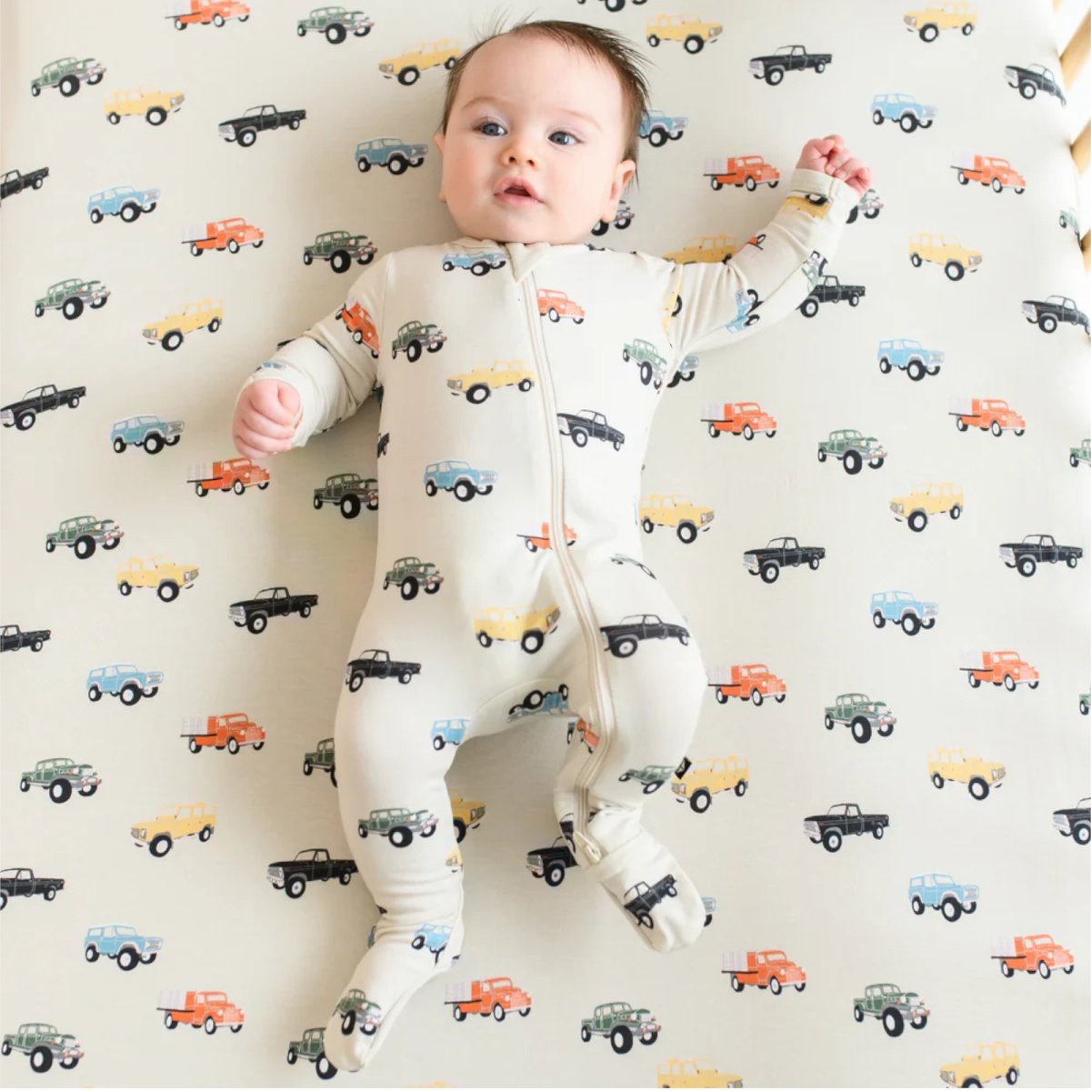 Printed Zippered Footie - Vintage Truck