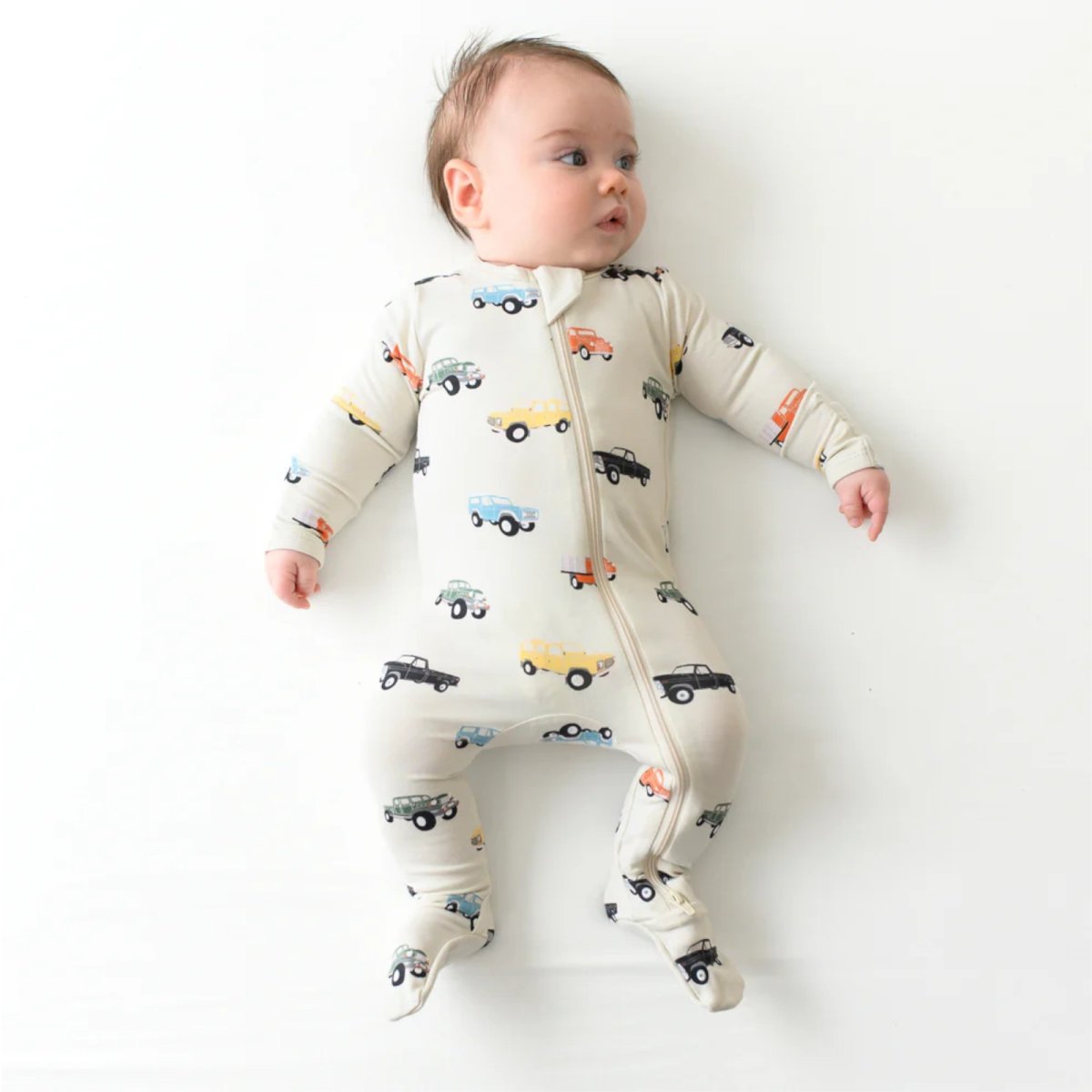 Printed Zippered Footie - Vintage Truck