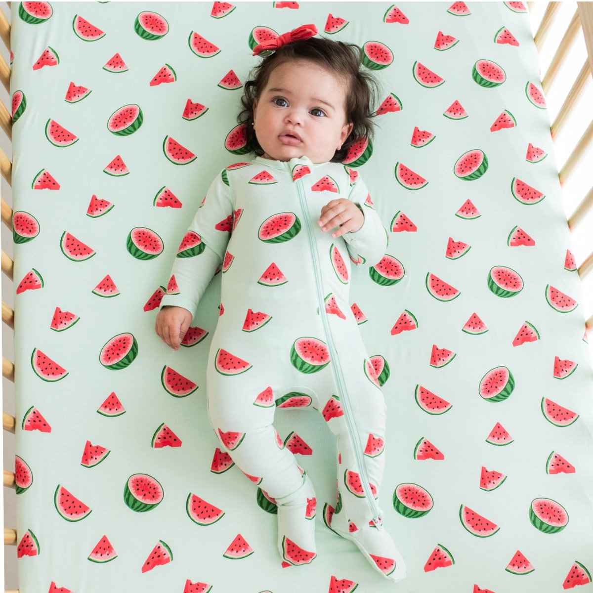 Printed Zippered Footie - Watermelon