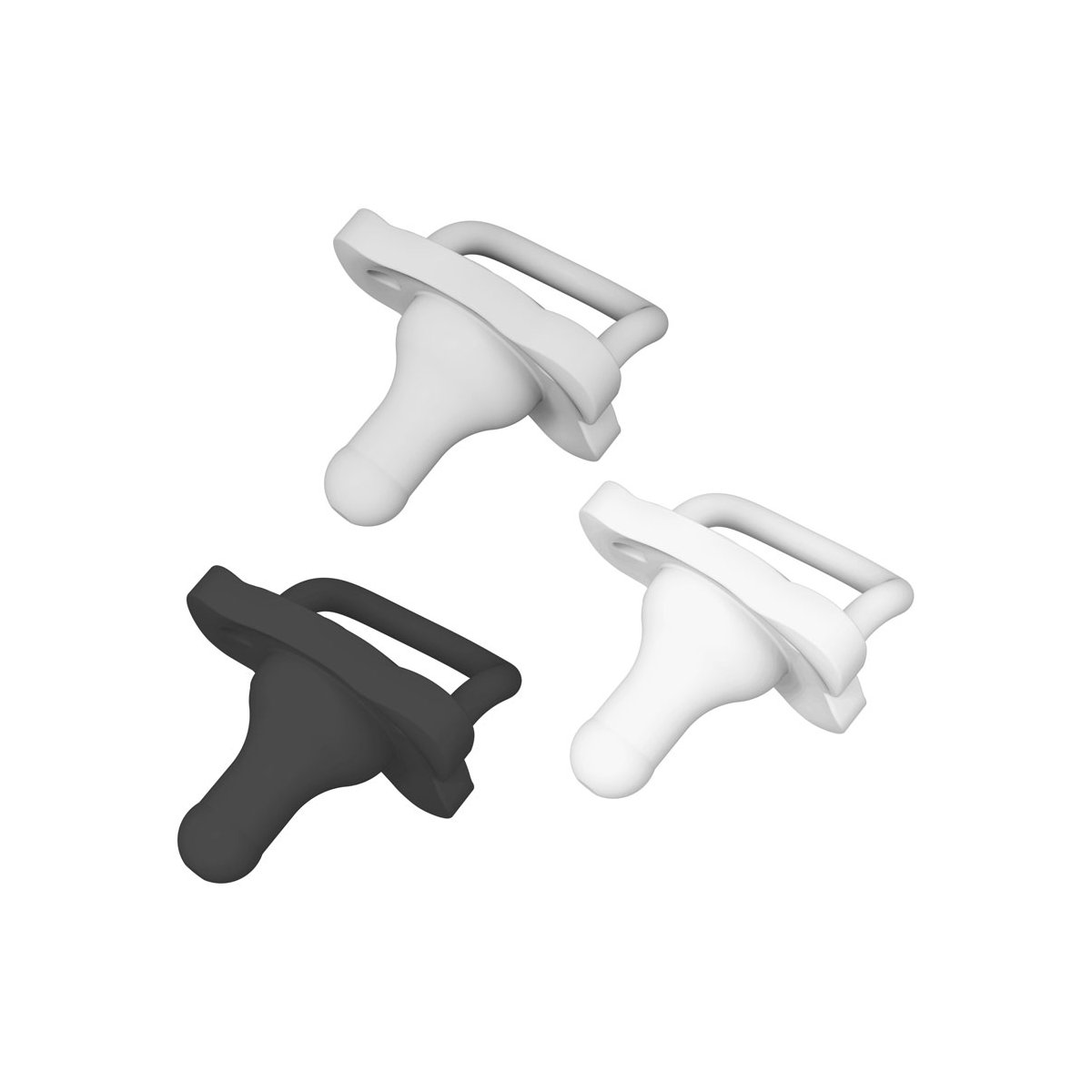 HappyPaci One-Piece Silicone Pacifier 3 Pack - Gray/Black/White