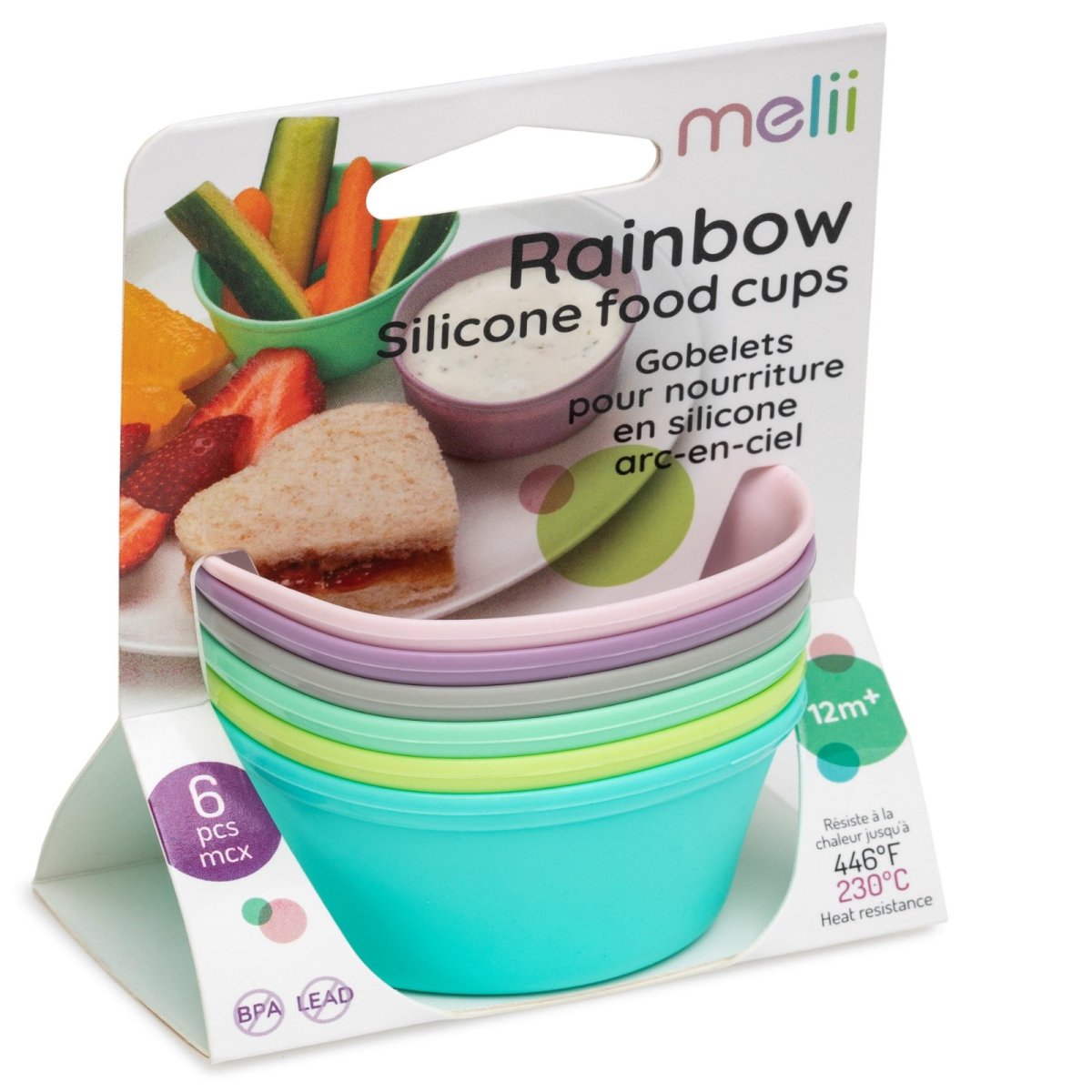 Rainbow Silicone Food Cups - 6 pcs