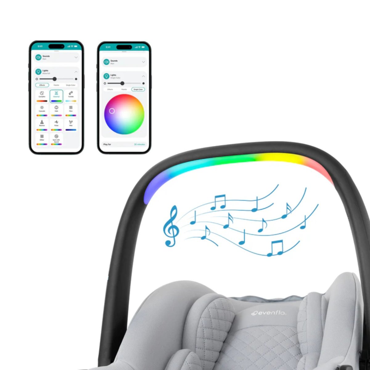 Revolve180 LiteMax NXT Rotational Infant Car Seat with SensorySoothe - Quartz