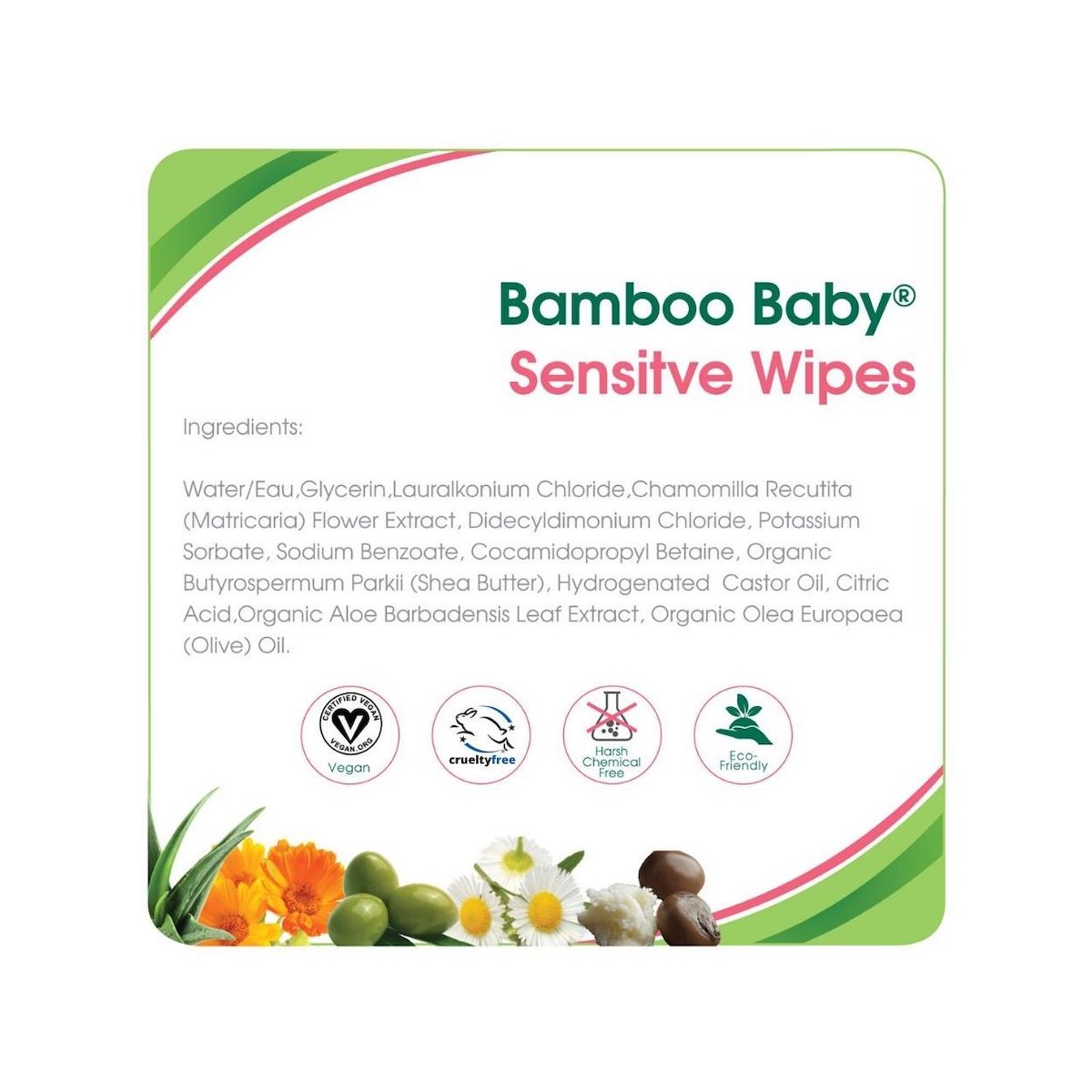 Bamboo Baby Sensitive Wipes 72 Count