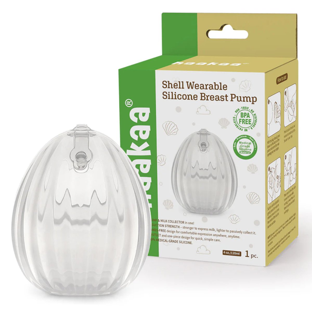 Shell Wearable Silicone Breast Pump - 120ml