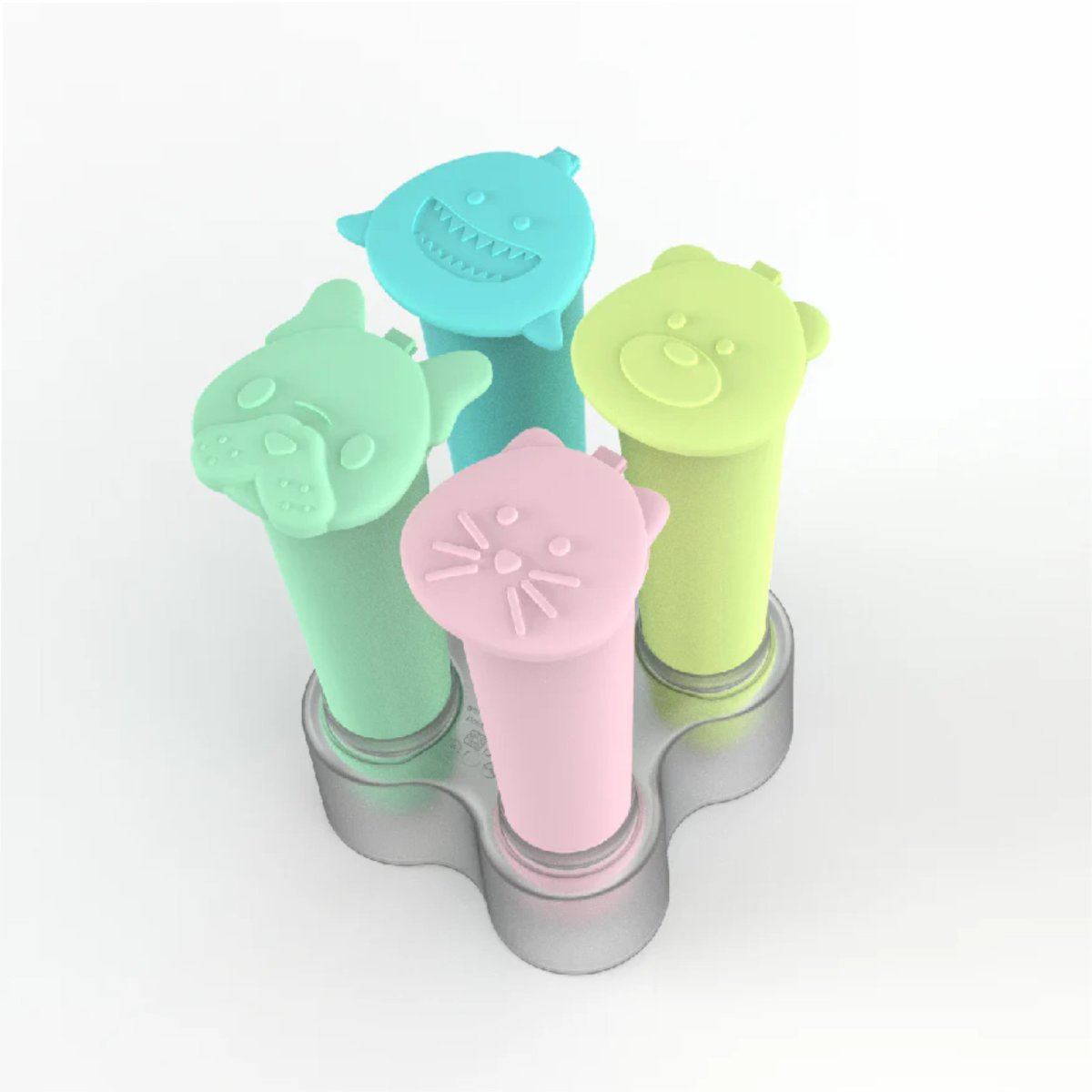 Silicone Push Pop - 4 Pack with Tray