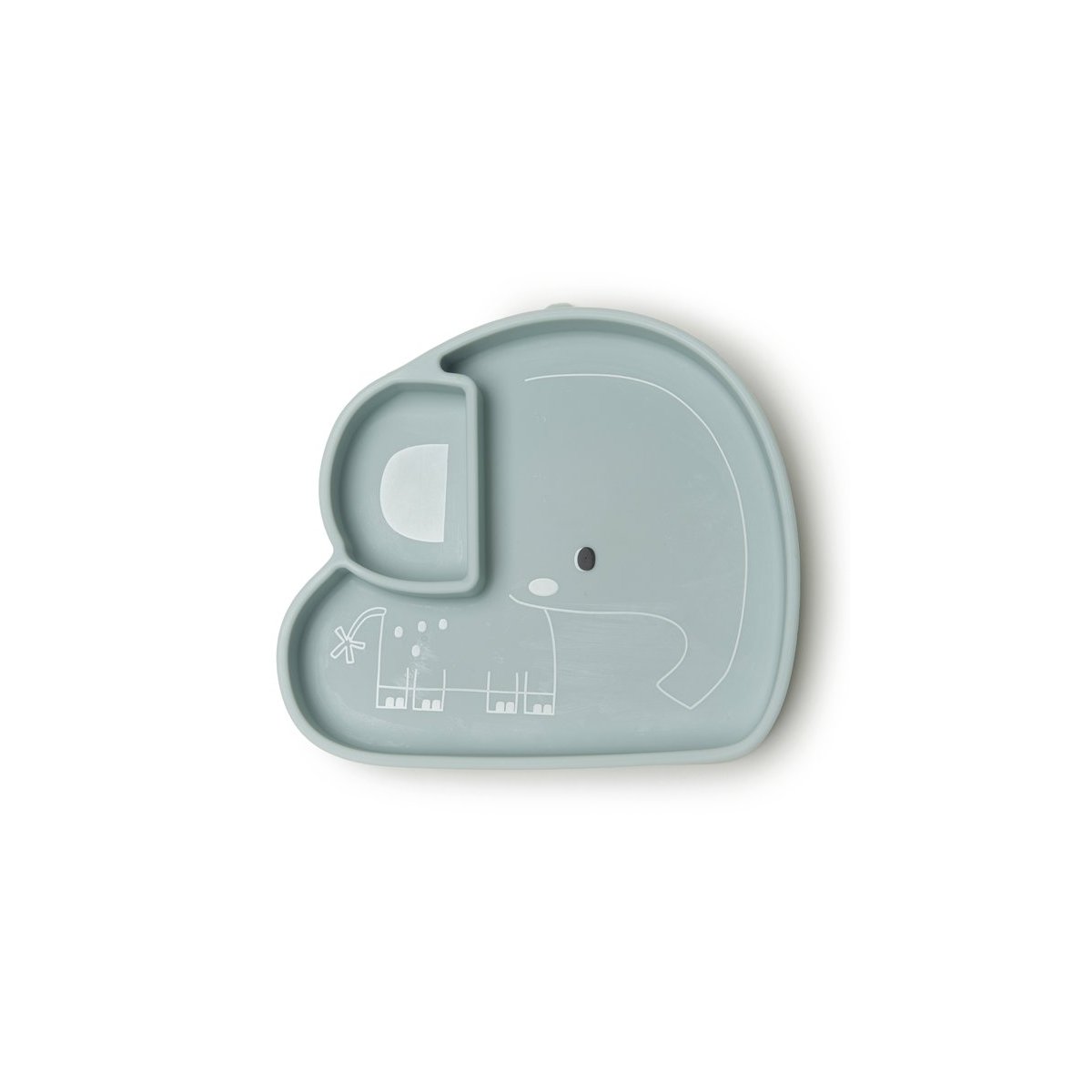 Silicone Snack Plate - Elephant/Blue