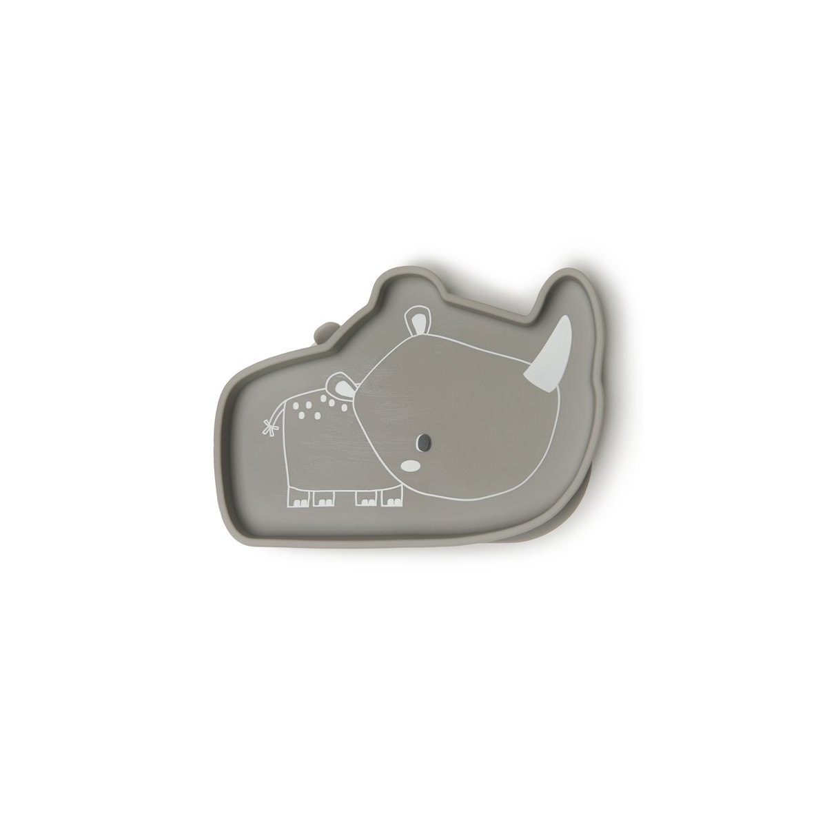 Silicone Snack Plate - Rhino/Silver Grey