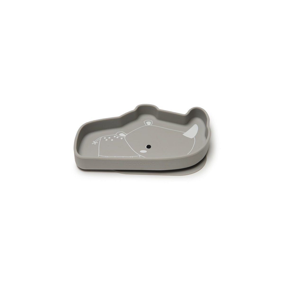 Silicone Snack Plate - Rhino/Silver Grey