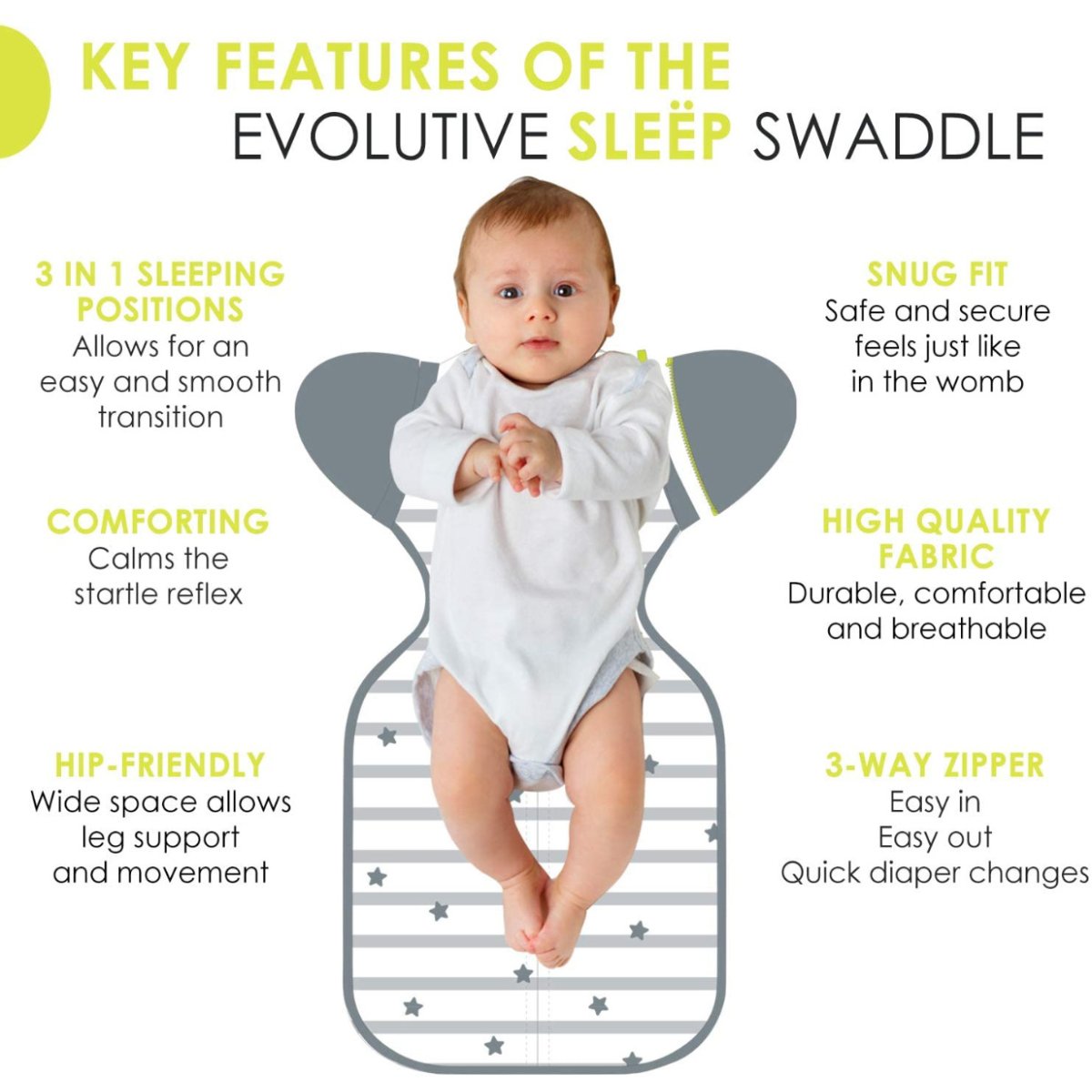 Sleëp - 3 in 1 Evolutive Swaddle With Removable Sleeves