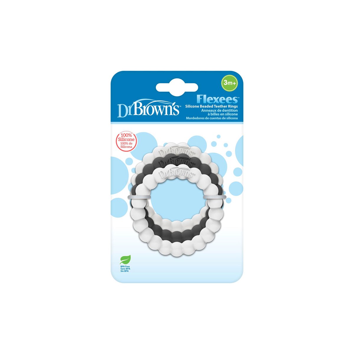 Beaded teether Rings - Gray/Black/White