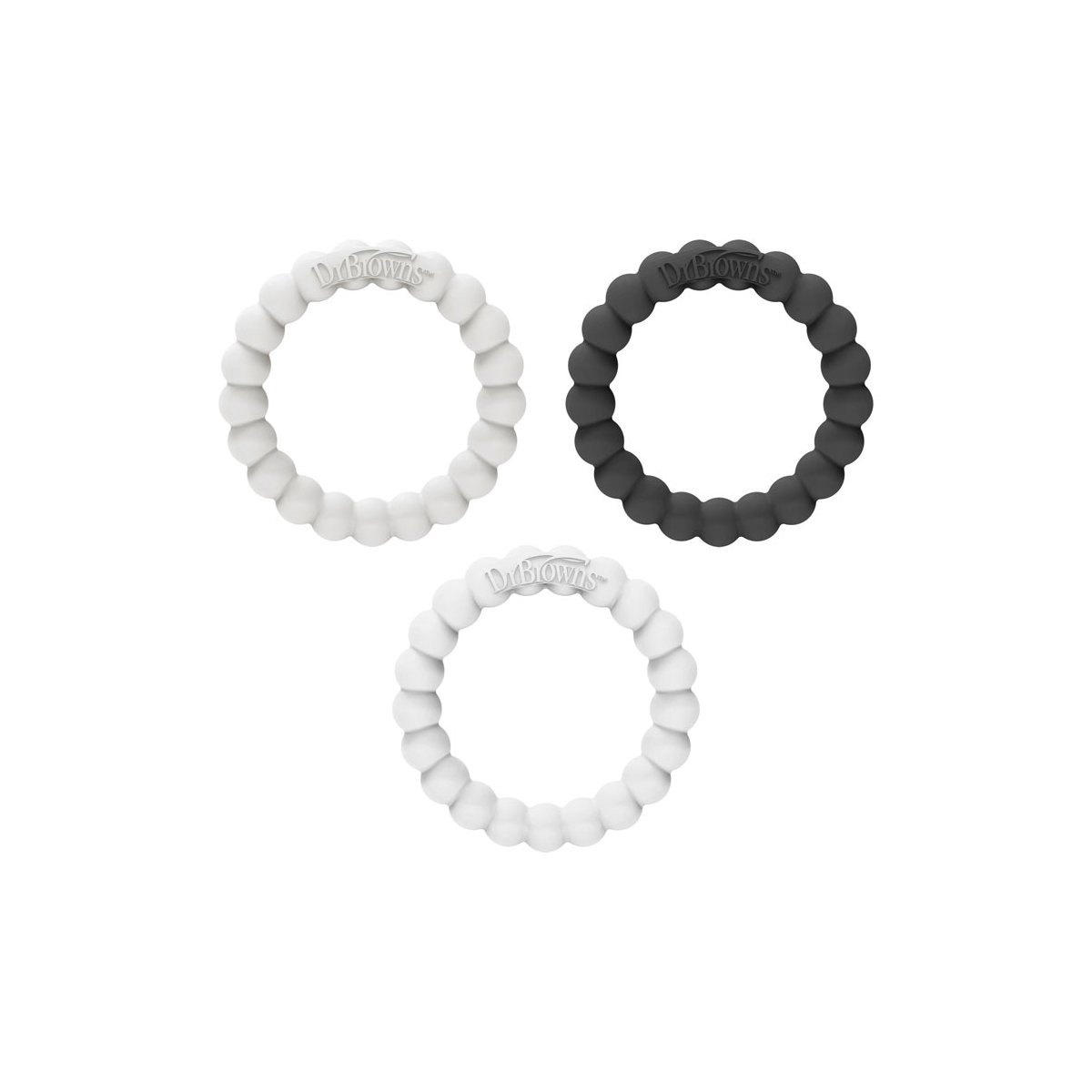 Beaded teether Rings - Gray/Black/White