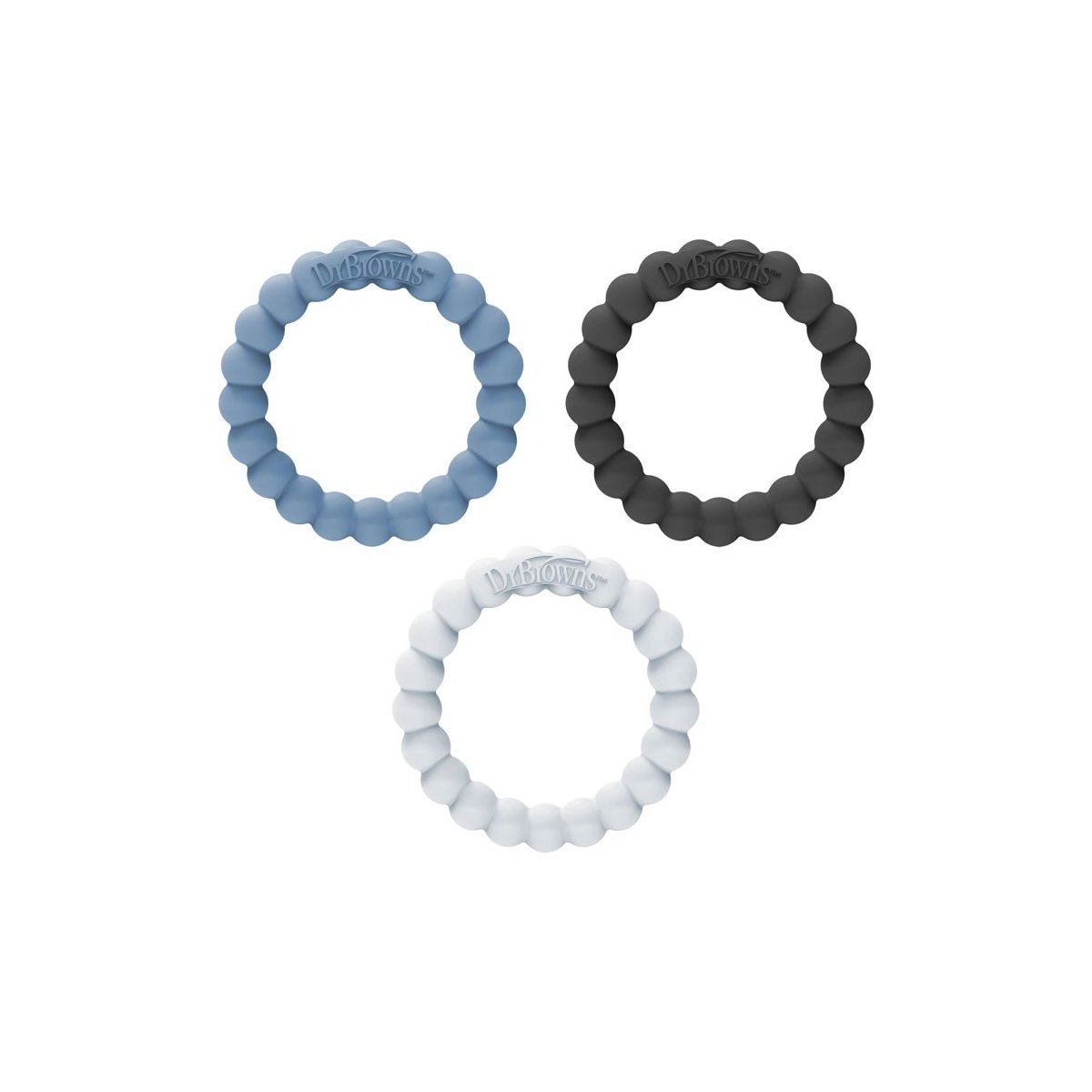 Beaded teether Rings - Blue/Black/Light Blue