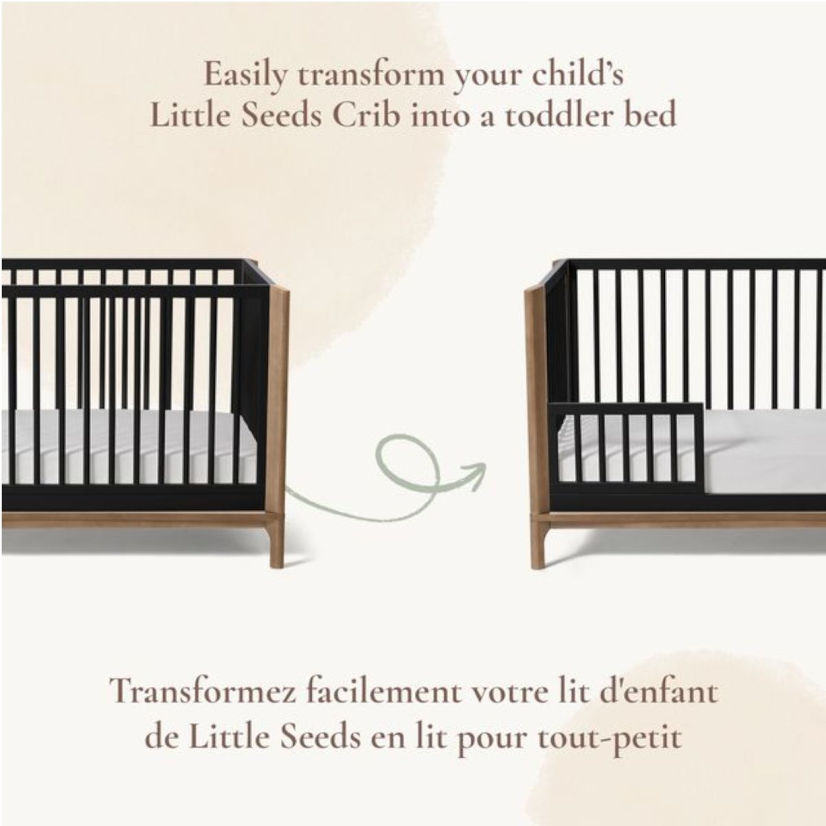 Toddler Guardrail (Spindle) Laurel Collection - Black