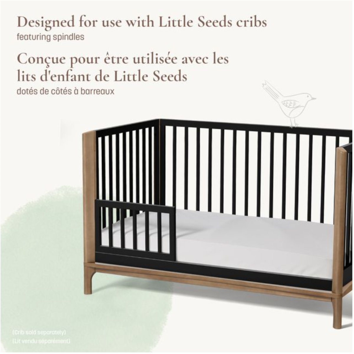 Toddler Guardrail (Spindle) Laurel Collection - Black