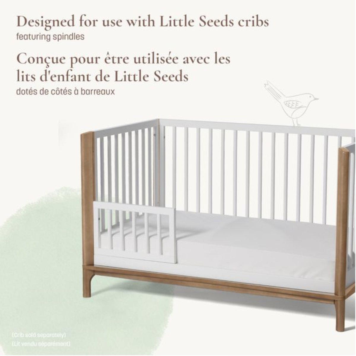 Toddler Guardrail (Spindle) Laurel Collection - White