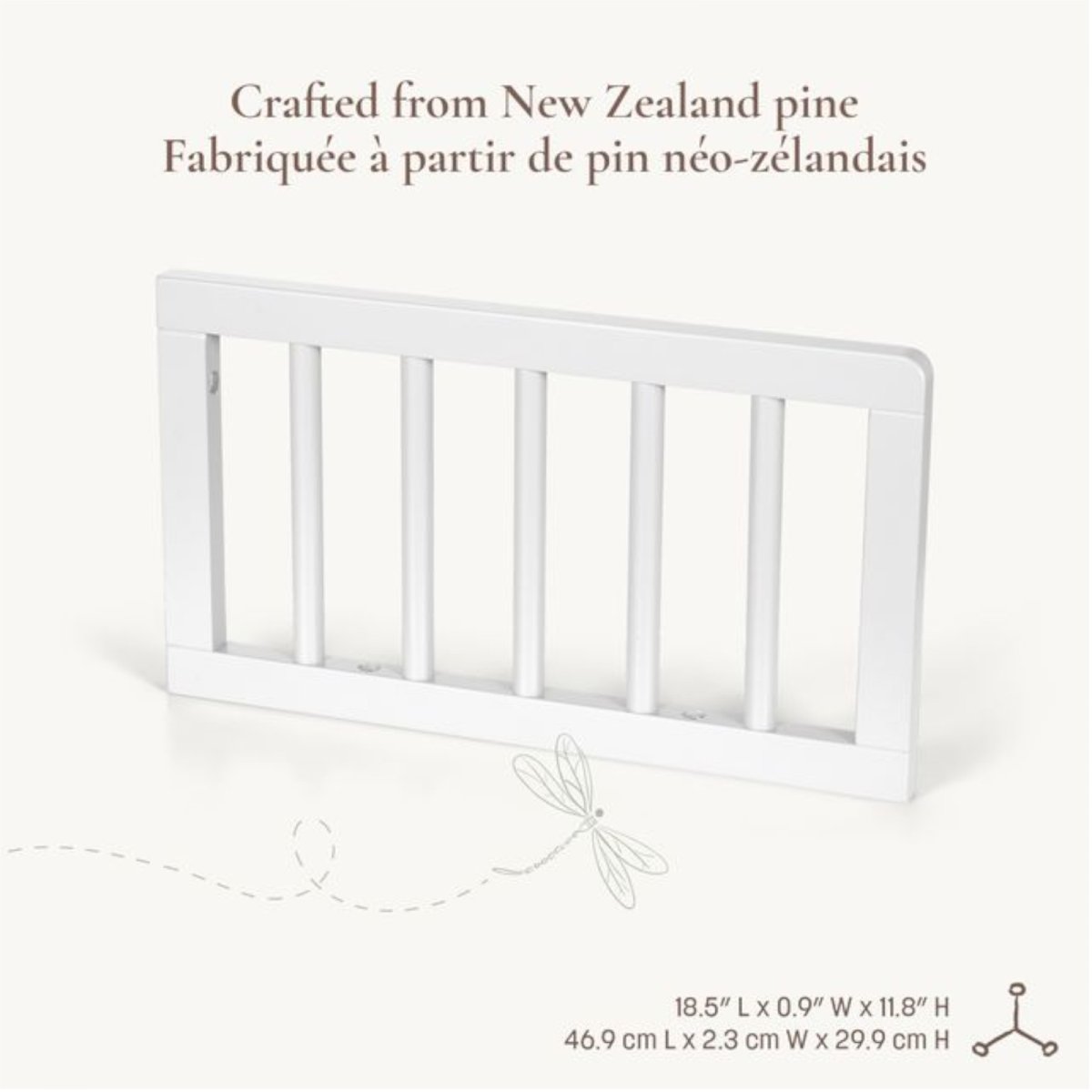 Toddler Guardrail (Spindle) Laurel Collection - White