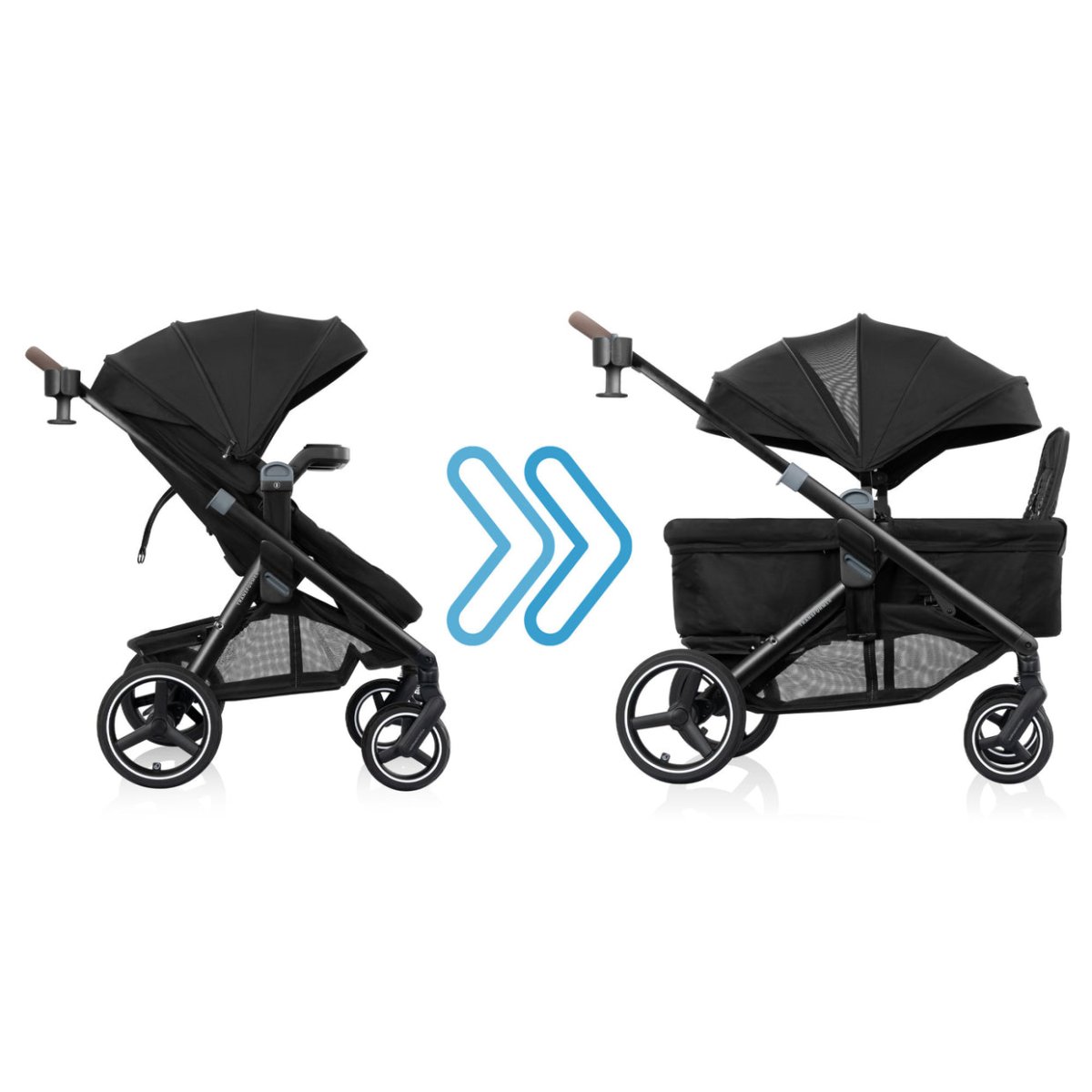 Transformer Stroller Wagon Travel System w/ LiteMax NXT Pitch Black