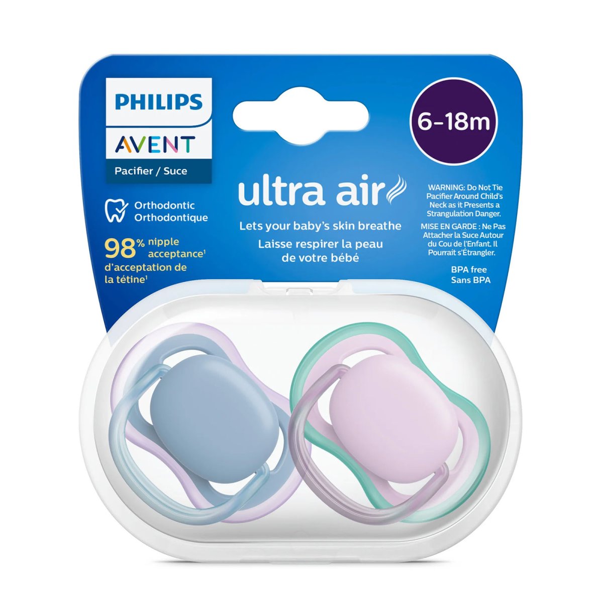Ultra Air Pacifier 2 Pack - 6-18M - Hush/Lilac