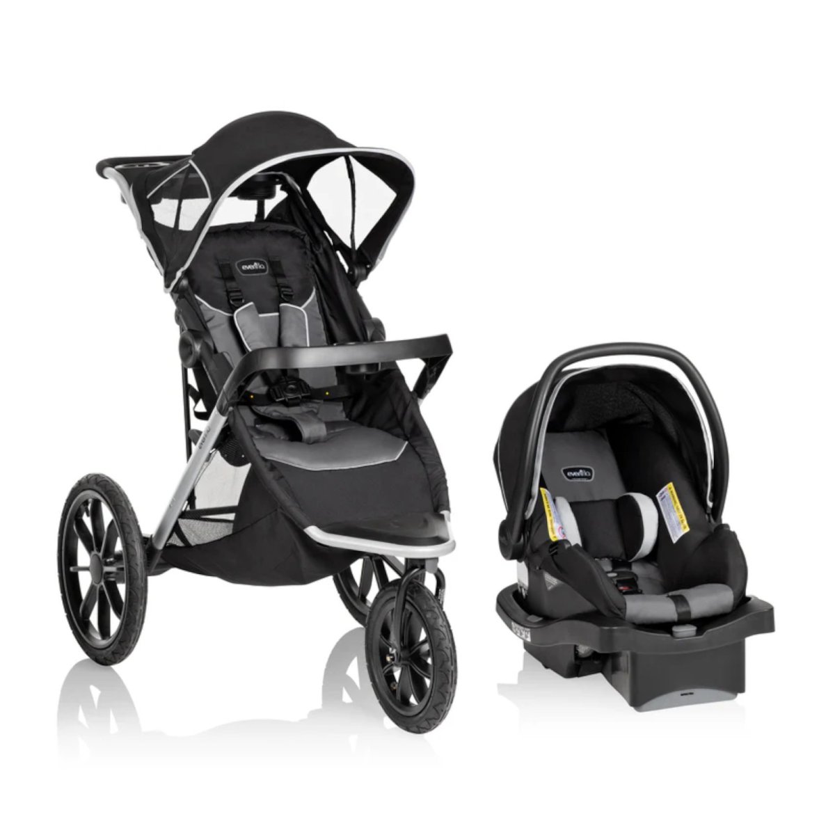 Victory Plus Jogging Stroller Travel System with LiteMax Infant Car Seat - Gray Scale