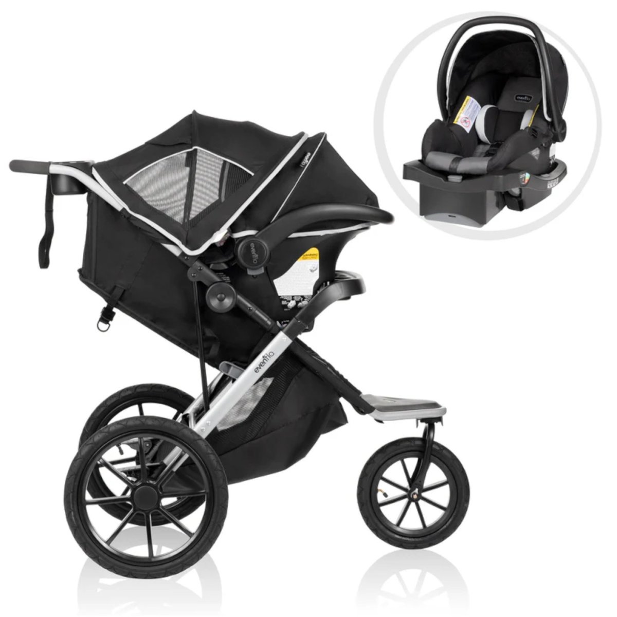 Victory Plus Jogging Stroller Travel System with LiteMax Infant Car Seat - Gray Scale