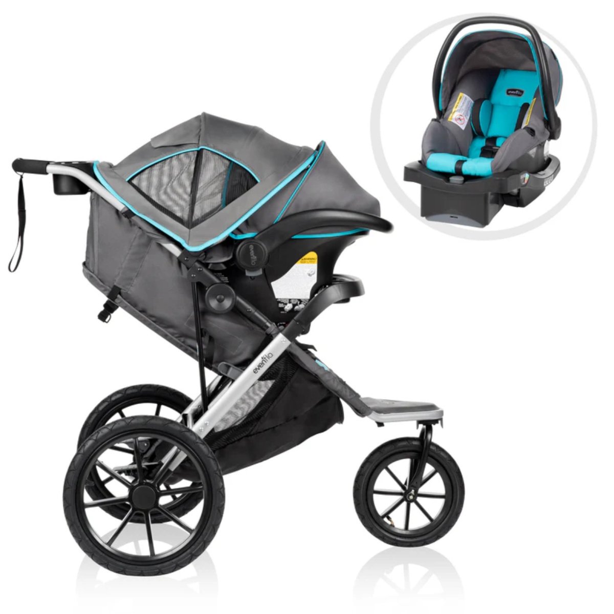 Victory Plus Jogging Stroller Travel System with LiteMax Infant Car Seat - Malibu Blue