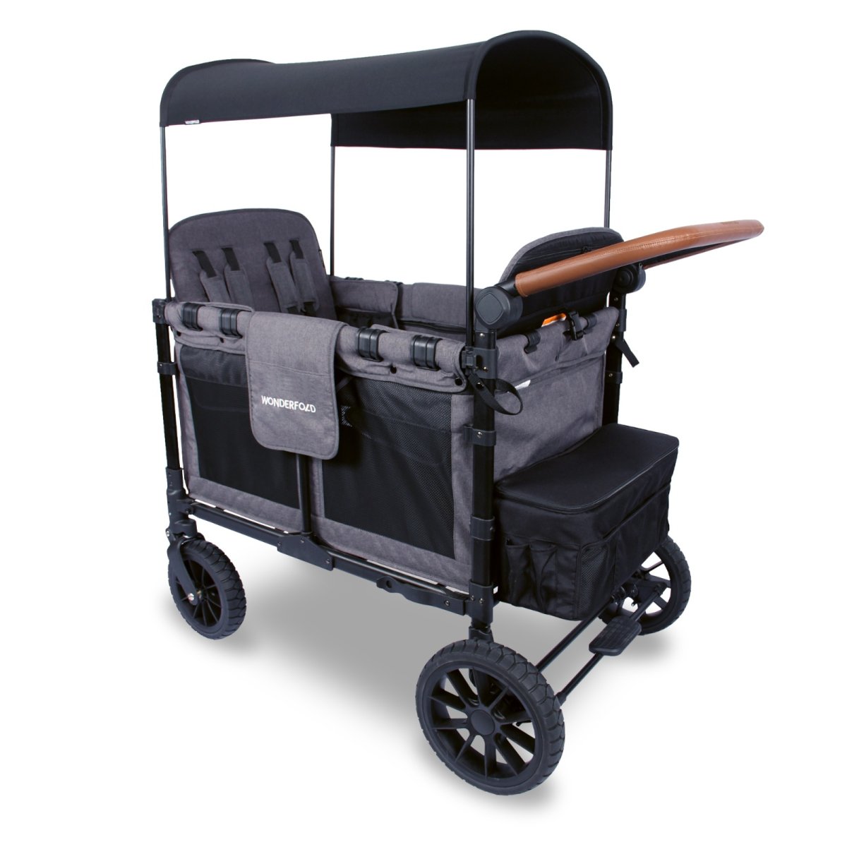 W4 LUXE Premium Quad Stroller - Charcoal Gray with Black Frame