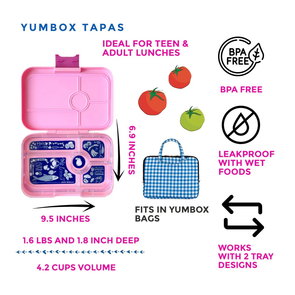 Tapas 5 Compartment - Capri Pink