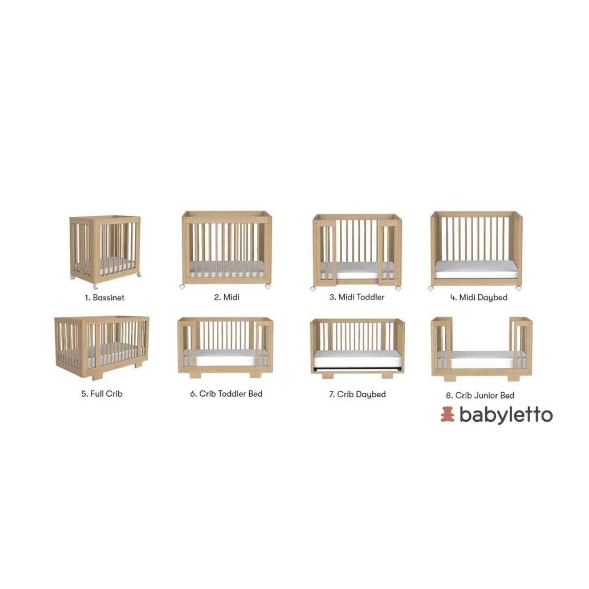 8 in 1 Convertible Crib with All Stages Conversion Kit - White