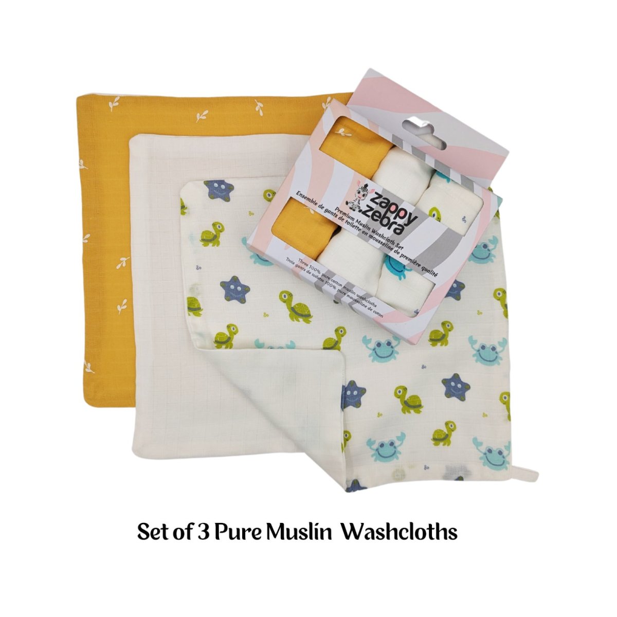 Muslin Wash Cloth Set - Yellow - 3 pack