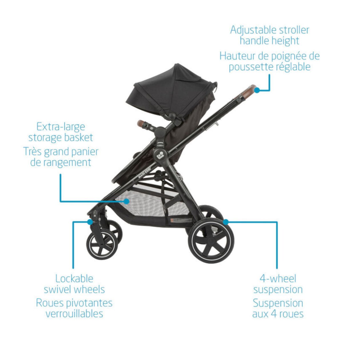 Zelia Luxe 5-in-1 Modular Travel System - Basalt Black