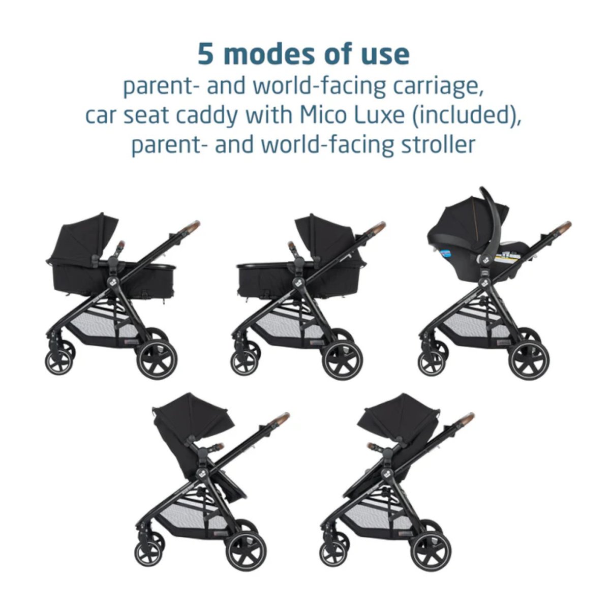 Zelia Luxe 5-in-1 Modular Travel System - New Hope Black