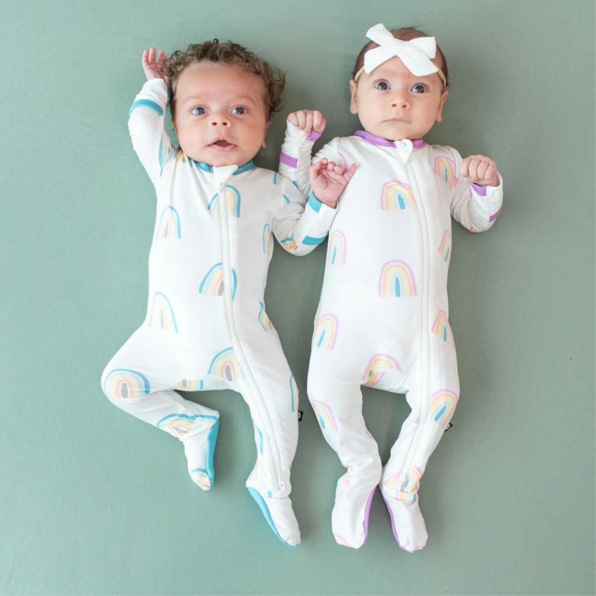 Zippered Footie Preemie - Makai Rainbow