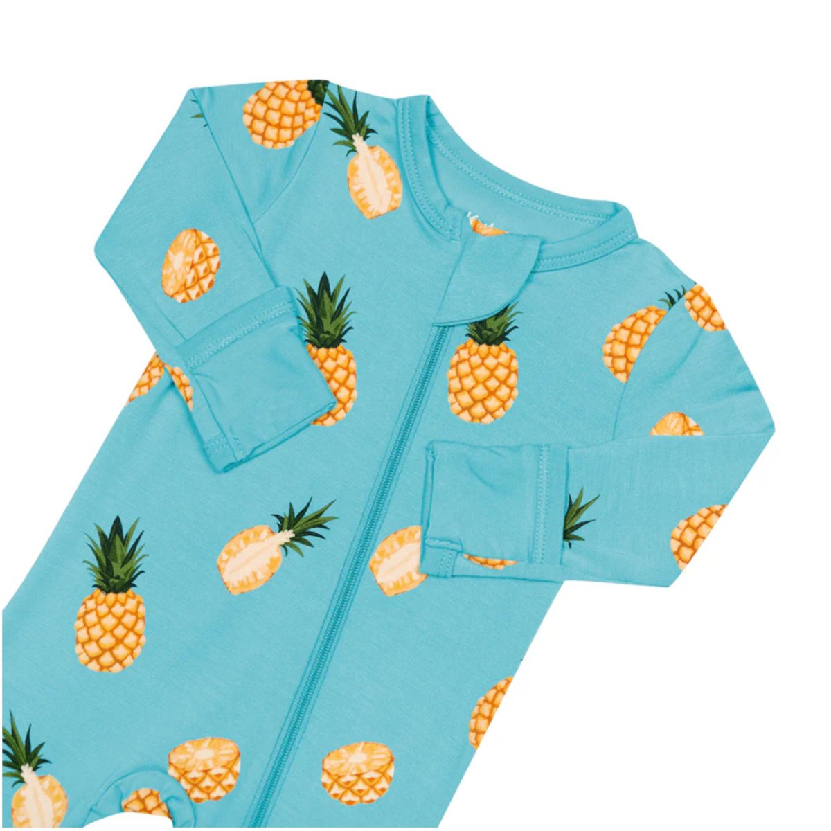 Printed Zippered Footie - Pineapple