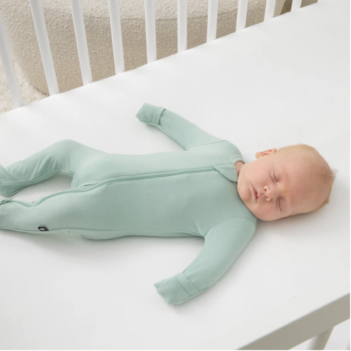 Zippered Footie Preemie - Sage