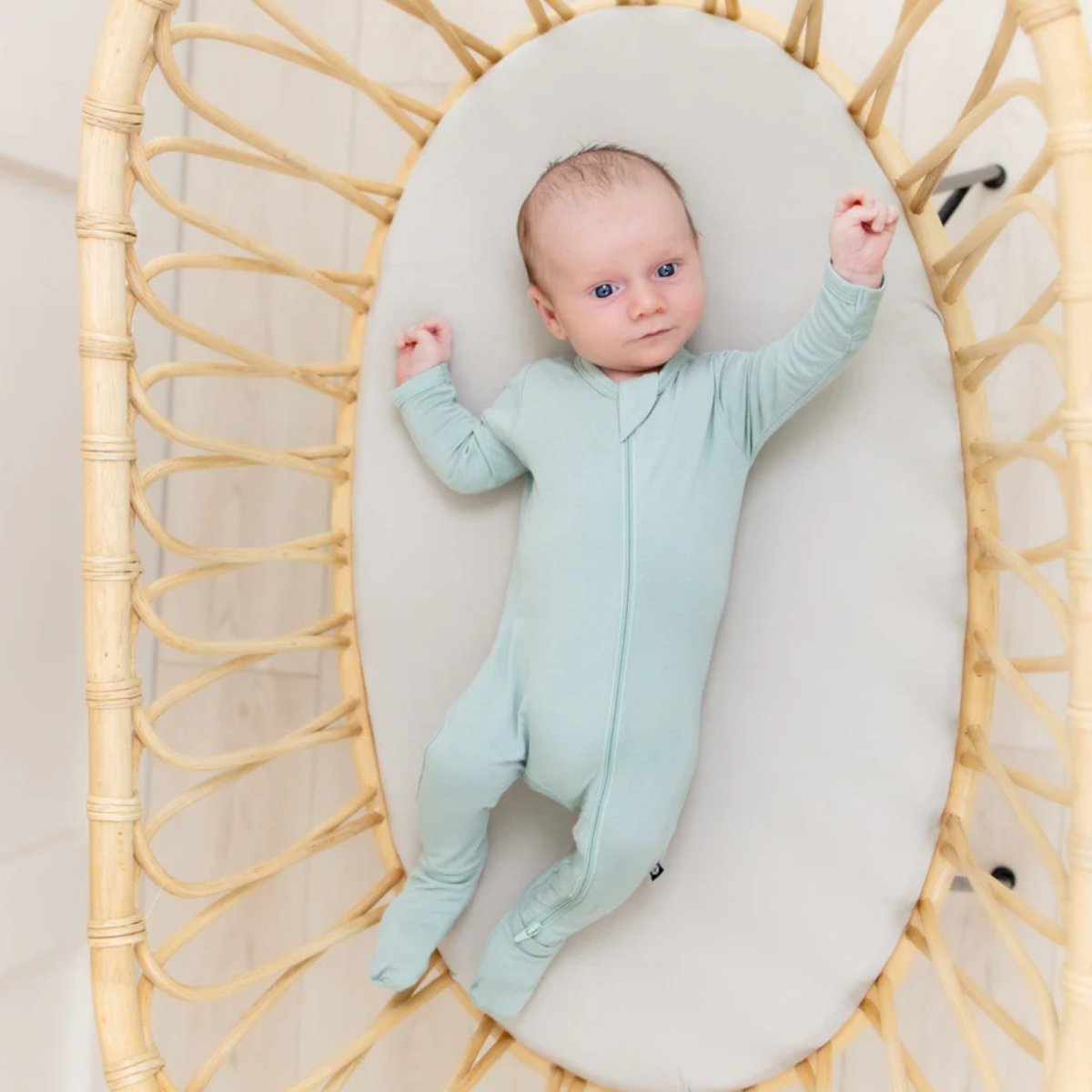 Zippered Footie Preemie - Sage
