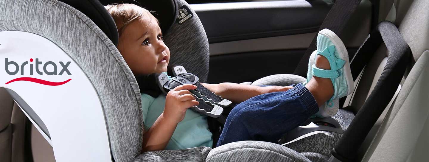 A child riding in a Britax car seat