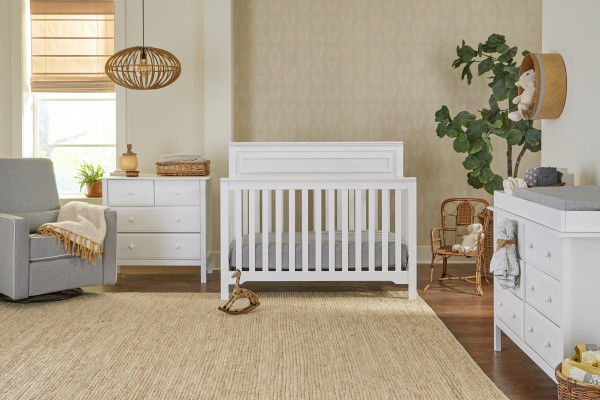 Bright nursery with a white crib