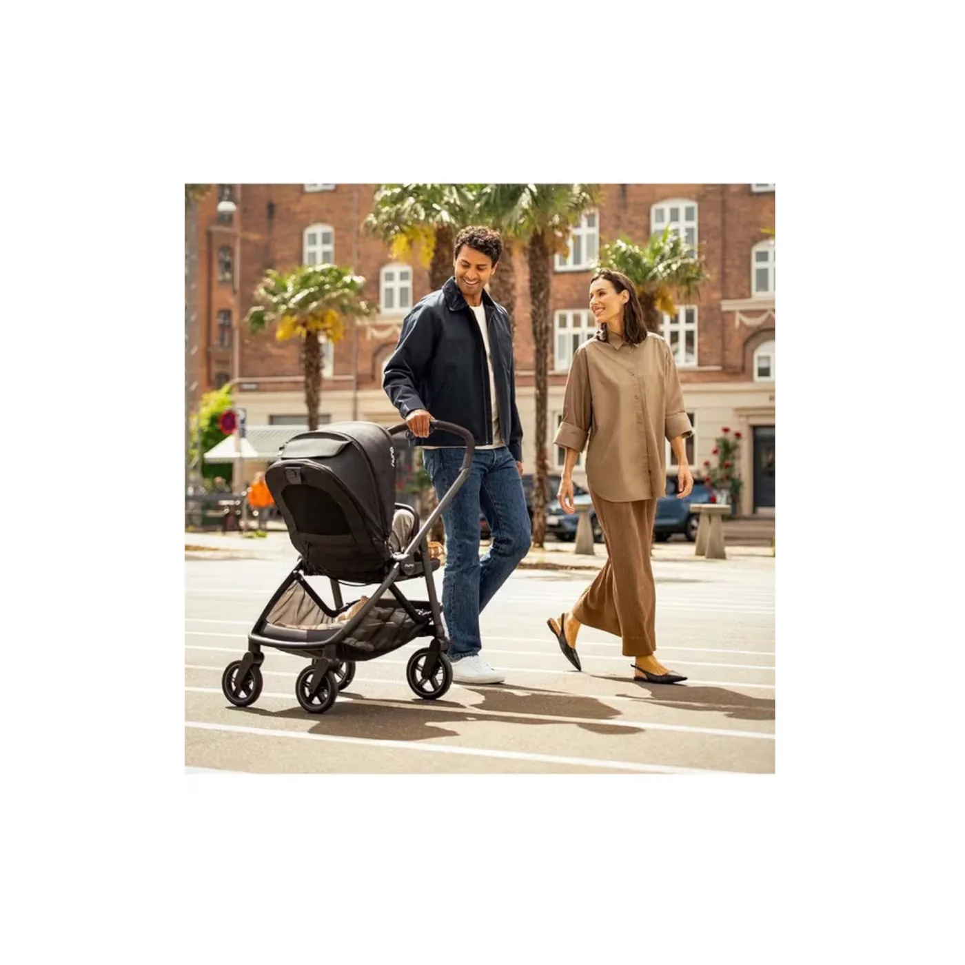 Nuna stroller on an everyday city walk